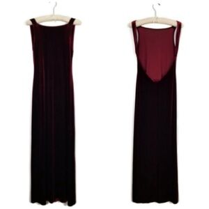 Laundry by Shelli Segal Backless Dress Gown Black Stretch Velvet Vintage 90s